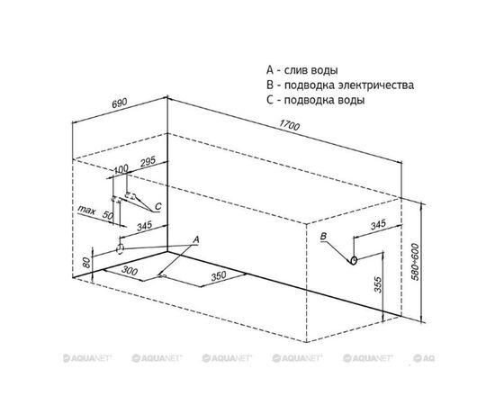 Ванна акриловая aquanet 170x75 bright с каркасом в Атырау фото № 5