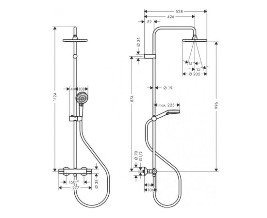 Душевая система hansgrohe vernis blend 26276670 200 черная матовая с термостатом в Атырау фото № 4