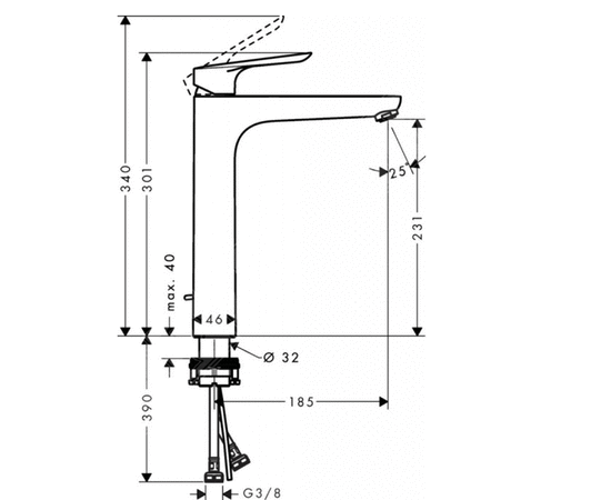 смеситель для раковины hansgrohe logis e 71162000 высокий в Атырау фото № 3