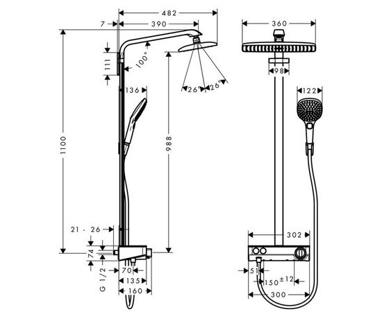 Душевая система hansgrohe raindance select 27288000 термостат в Атырау фото № 2