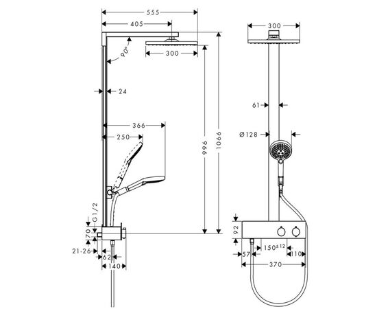 Душевая система hansgrohe showerpipe raindance e 27361000 термостат в Атырау фото № 2