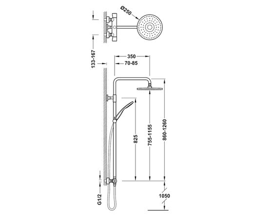 Душевая система tres base plus 21639502nm термостат черный матовый в Атырау фото № 2
