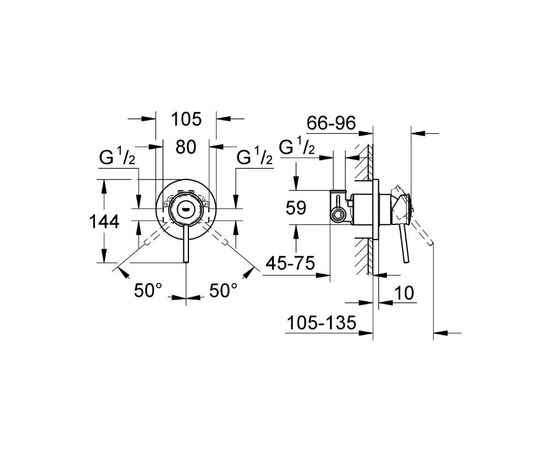 Встраиваемый смеситель для душа grohe bauclassic 29048000 с механизмом, хром в Атырау фото № 2