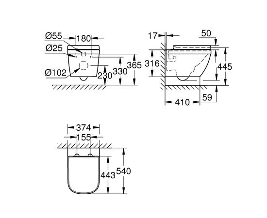 унитаз подвесной grohe euro ceramic 39554000 с сиденьем, альпин-белый в Атырау фото № 2