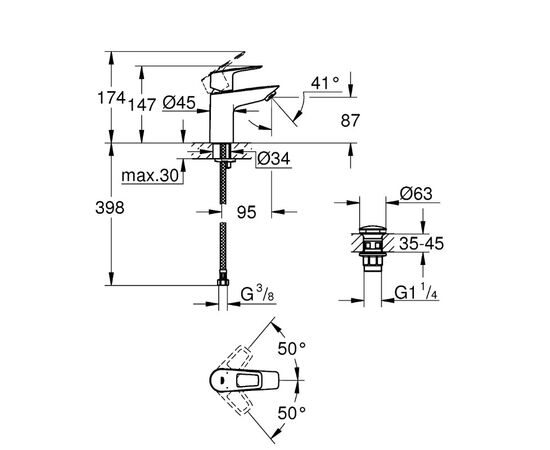 смеситель для раковины grohe bauloop 23879001, хром в Атырау фото № 2