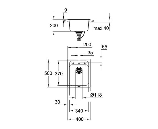 Кухонная мойка grohe  k700 31650ap0, черныйгранит в Атырау фото № 4