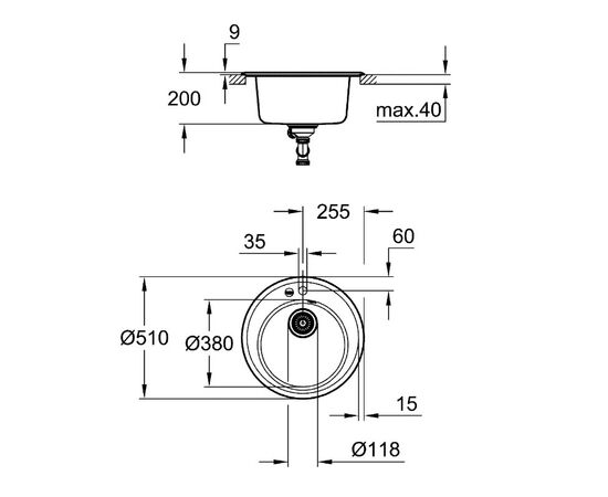 Кухонная мойка grohe k200 31656ap0, черный гранит в Атырау фото № 4
