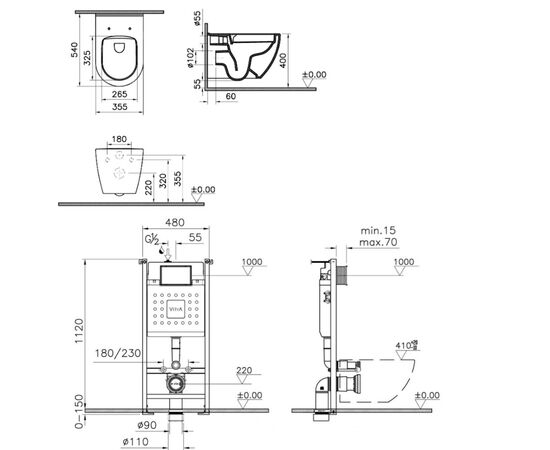 унитаз с инсталляцией 5в1 vitra mia round 7510b003-0075 800-1874/740-2211 в Атырау фото № 2
