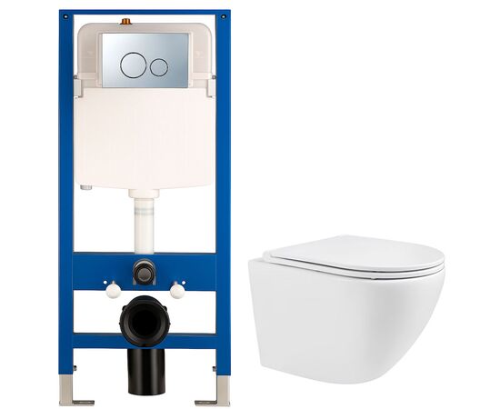 унитаз с инсталляцией 4в1 hans hs-046tq2 h5108-0101, круглая хром клавиша в Атырау фото № 1