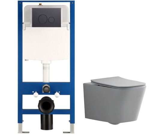 унитаз с инсталляцией 5в1 hans m5505d h5108-0103, круглая черная клавиша в Атырау фото № 1