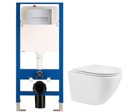 унитаз с инсталляцией 5в1 hans hs-046tq2 h5108-0201, прямоугольная хром клавиша в Атырау фото № 1