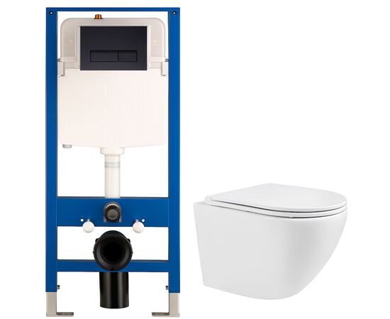 унитаз с инсталляцией 4в1 hans hs-046tq2 h5108-0203, прямоугольная черная клавиша в Атырау фото № 1