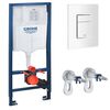 Инсталляция для подвесного унитаза grohe rapid sl 38772sh0, белая панель смыва в Алматы фото № 1