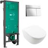 унитаз с инсталляцией 5в1 villeroy&boch subway 3.0 4670ts01 безободковый twistflush, hansgrohe iframe 01022180, клавиша хром element e 66003000 в Алматы фото № 1