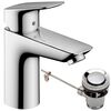 смеситель для раковины hansgrohe logis 100 71171000 со сливным гарнитуром, хром в Алматы фото № 1