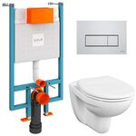 унитаз с инсталляцией 4в1 vitra v-fix core 800-1875, normus 7855b003-0075 lift, клавиша root s хром в Алматы фото № 1