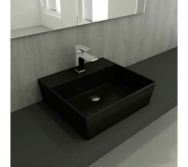 раковина накладная bocchi milano 1216-004-0126 50 см черная матовая в Алматы фото № 1