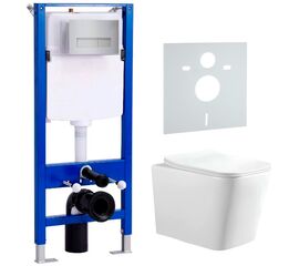унитаз с инсталляцией 5в1 hans 2303hs h5108-0201, хром прямоугольная клавиша в Алматы фото № 1