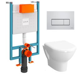 унитаз с инсталляцией 4в1 vitra v-fix core 800-1875, vitra zentrum 5795b003-0850 функция биде, клавиша root r хром в Алматы фото № 1