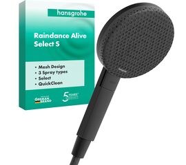 ручная лейка для душа hansgrohe raindance alive select s 24500670, черная матовая в Алматы фото № 1