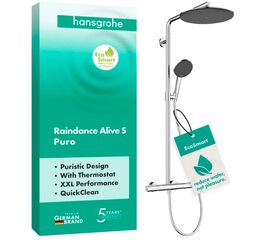 Душевая система hansgrohe raindance alive s puro 300 1jet 24592000, с термостатом ecostat element, хром в Алматы фото № 1