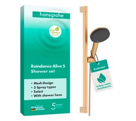 Душевой гарнитур hansgrohe raindance alive select 125, 3 струи, со штангой unica e puro 65 см, 24600140, шлифованная бронза в Алматы фото № 1