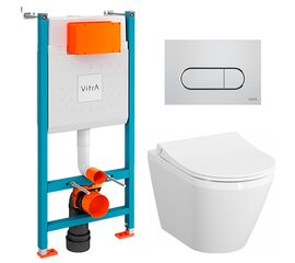 унитаз с инсталляцией 5в1 vitra integra 7040b003-0075 безободковый, v-fix core 800-1873, root round 740-2280 в Алматы фото № 1