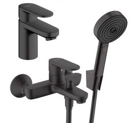 Набор смесителей hansgrohe 3в1 vernis blend 71440670 71551670 с лейкой pulsify select s, черный матовый в Алматы фото № 1