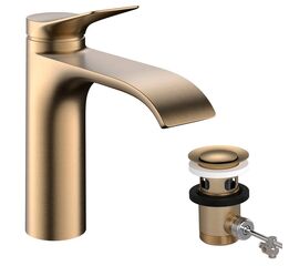 смеситель для раковины hansgrohe vivenis 75023140 coolstart с донным клапаном, бронза матовый в Алматы фото № 1