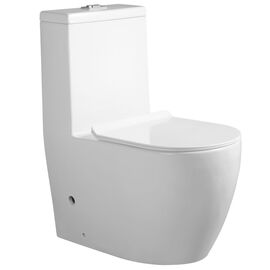 унитаз монолитный hansbaden 6381hs безободковый, пристенный, белый в Алматы фото № 1