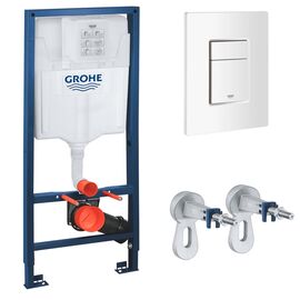 Инсталляция для подвесного унитаза grohe rapid sl 38772sh0, белая панель смыва в Алматы фото № 1