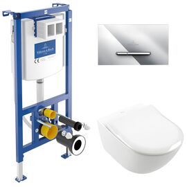 унитаз с инсталляцией 5в1 villeroy&boch subway 3.0 4670t001 viconnect 92242700 92218061 9m78s101, хром в Алматы фото № 1