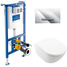 унитаз с инсталляцией 5в1 villeroy&boch subway 3.0 4670ts01 viconnect 92242700 92218061, хром в Алматы фото № 1