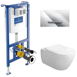 унитаз с инсталляцией 5в1 villeroy&boch subway 2.0 5614r201 viconnect 92242700 92218061, хром в Алматы фото № 1