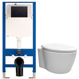 унитаз с инсталляцией 5в1 hans 5510 h5108-0103, круглая черная клавиша в Алматы фото № 1
