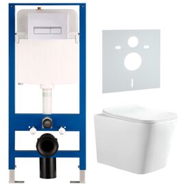 унитаз с инсталляцией 5в1 hans 2303hs h5108-0207, белая прямоугольная клавиша в Алматы фото № 1