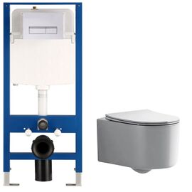 унитаз с инсталляцией 5в1 hans m5504d h5108-0207, белая прямоугольная клавиша в Алматы фото № 1