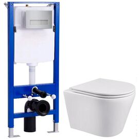 унитаз с инсталляцией 5в1 hans hs-053tq h5108-0201, прямоугольная хром клавиша в Алматы фото № 1