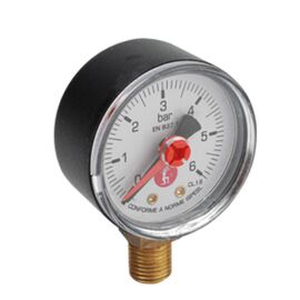 Манометр 3/8"  0-10 бар, сертифицированный  giacomini r225iy011 inail (ispesl).r225iy004: тыльное соединение.r225iy005 в Алматы фото № 1