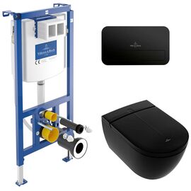 унитаз с инсталляцией 5в1 villeroy&boch viclean-i100 v0e100s0 viconnect 92242700 922490an, черная в Алматы фото № 1
