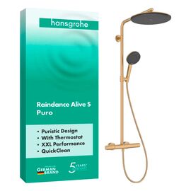 Душевая система hansgrohe raindance alive s puro 300 1jet 24592140, с термостатом ecostat element, бронза в Алматы фото № 1