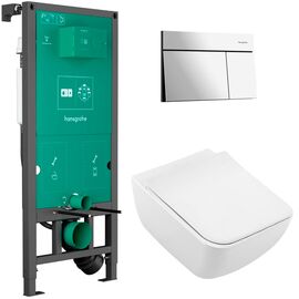 унитаз с инсталляцией 5в1 villeroy&boch venticello 4611rlr1 безободковый directflush, hansgrohe iframe 01022180, клавиша хром element e 66003000 в Алматы фото № 1