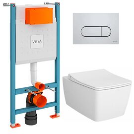 унитаз с инсталляцией 5в1 vitra metropole 5671b003-0075, v-fix core 800-1873, root round 740-2280 в Алматы фото № 1