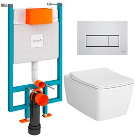 унитаз с инсталляцией 5в1 vitra metropole 5671b003-0075, v-fix core 800-1875, клавиша хром root s 740-2380 в Алматы фото № 1