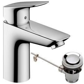 смеситель для раковины hansgrohe logis 100 71171000 со сливным гарнитуром, хром в Алматы фото № 1