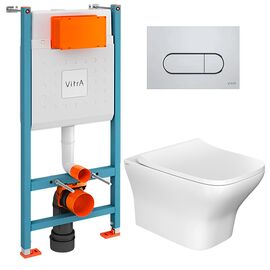 унитаз с инсталляцией 5в1 vitra zentrum s 7484b003-0075 безободковый, v-fix core 800-1873, root round 740-2280 в Алматы фото № 1