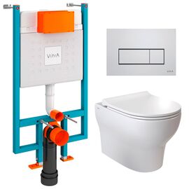 унитаз с инсталляцией 5в1 vitra zentrum round 7786b003-0075 безободковый, v-fix core 800-1875, клавиша хром root s 740-2380 в Алматы фото № 1