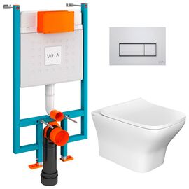 унитаз с инсталляцией 5в1 vitra zentrum s 7484b003-0075 безободковый, клавиша root s 740-2380 хром в Алматы фото № 1