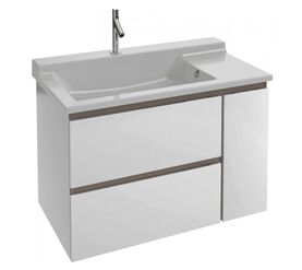 тумба с раковиной jacob delafon soprano 100 глянцевый белый универсальная 2 ящика в Алматы фото № 1