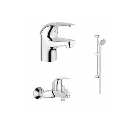 Набор смесителей grohe euroeco 124428 3в1 для ванной комнаты в Алматы фото № 1